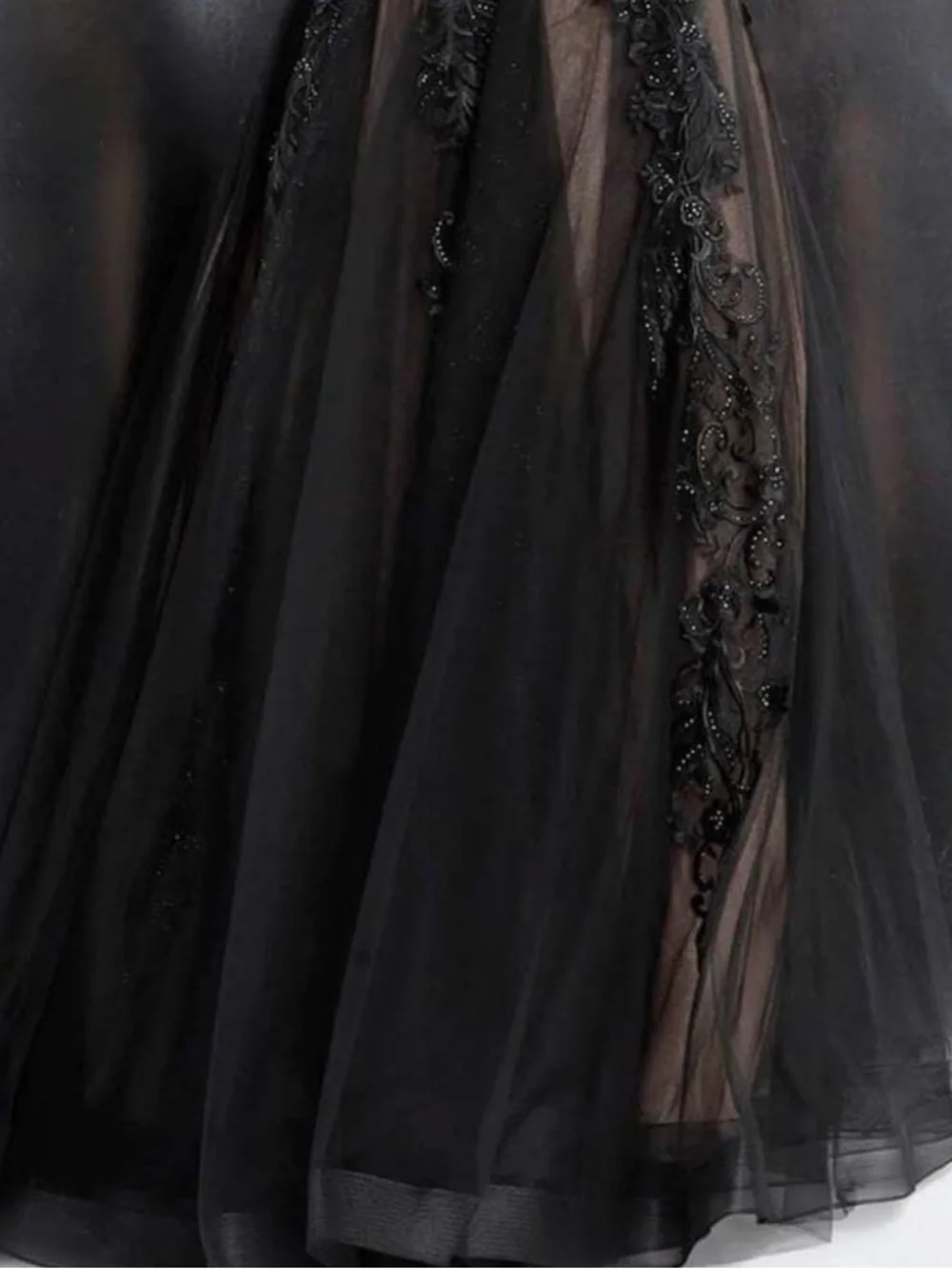 Jovani Black Strapless Beaded Lace Ball Gown - Picture 3 of 5